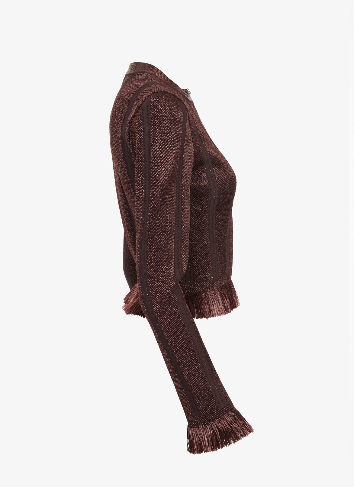 Fitted knit and raffia jacket ALAÏA CHOCOLATE FITTED KNIT AND RAFFIA JACKET